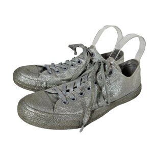 Converse All Star Allover Silver Glitter Lace Up Sneakers Women’s 11 Men's 9